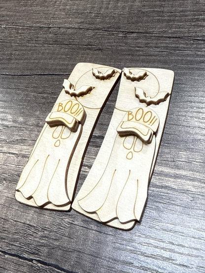 DIY Boo Ghost Halloween Claw Clip: Unfinished Wood Laser Cut Blank, crafter