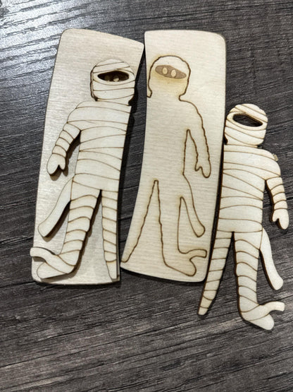 DIY Mummy Halloween Claw Clip: Unfinished Wood Laser Cut Blank, crafter