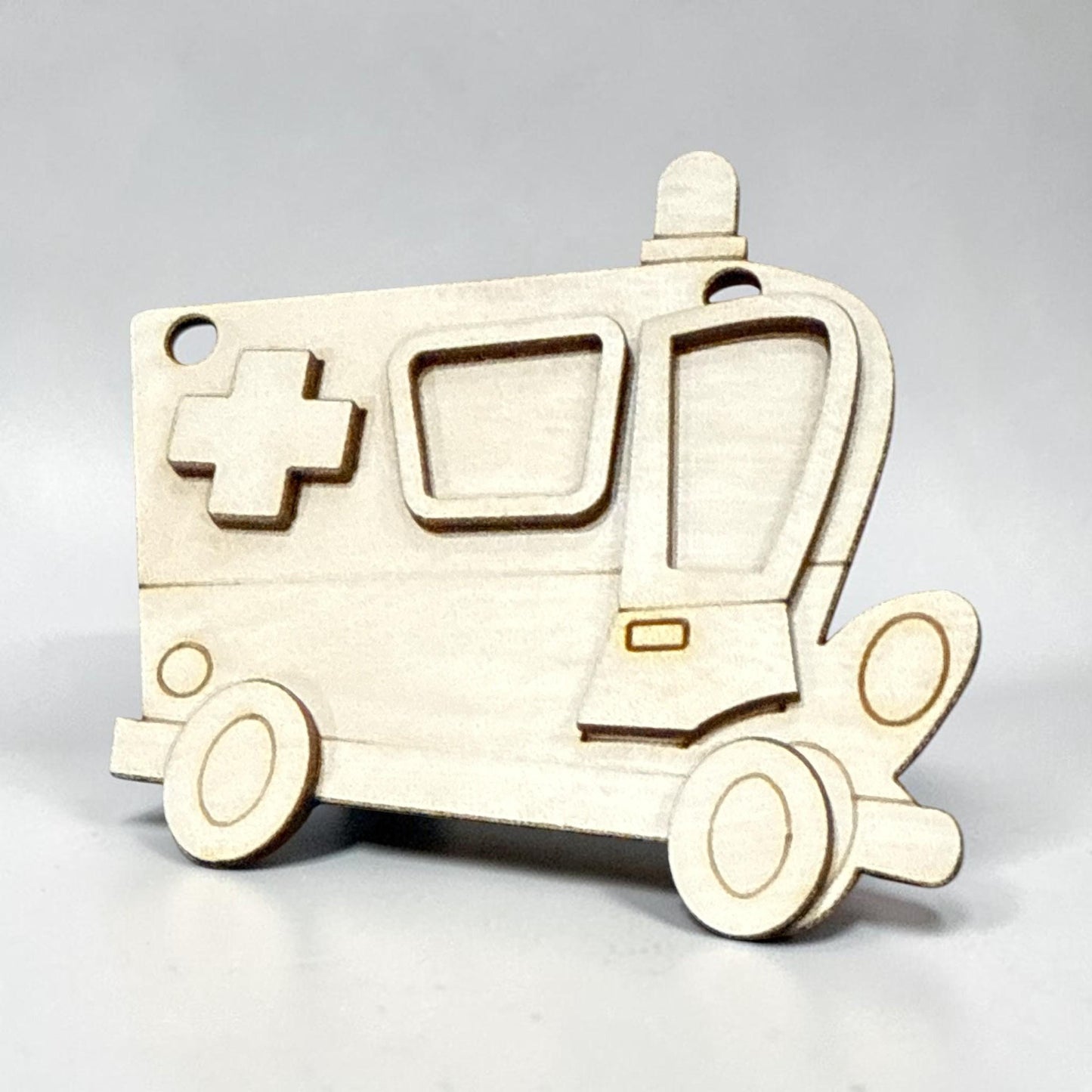 DIY EMT Ornaments, Unfinished Ornaments, Ambulance Unfinished Wooden Ornaments