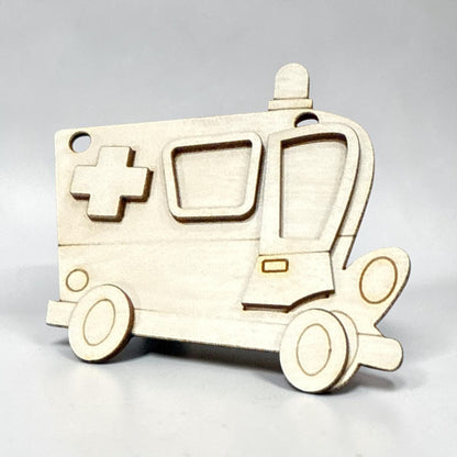 DIY EMT Ornaments, Unfinished Ornaments, Ambulance Unfinished Wooden Ornaments