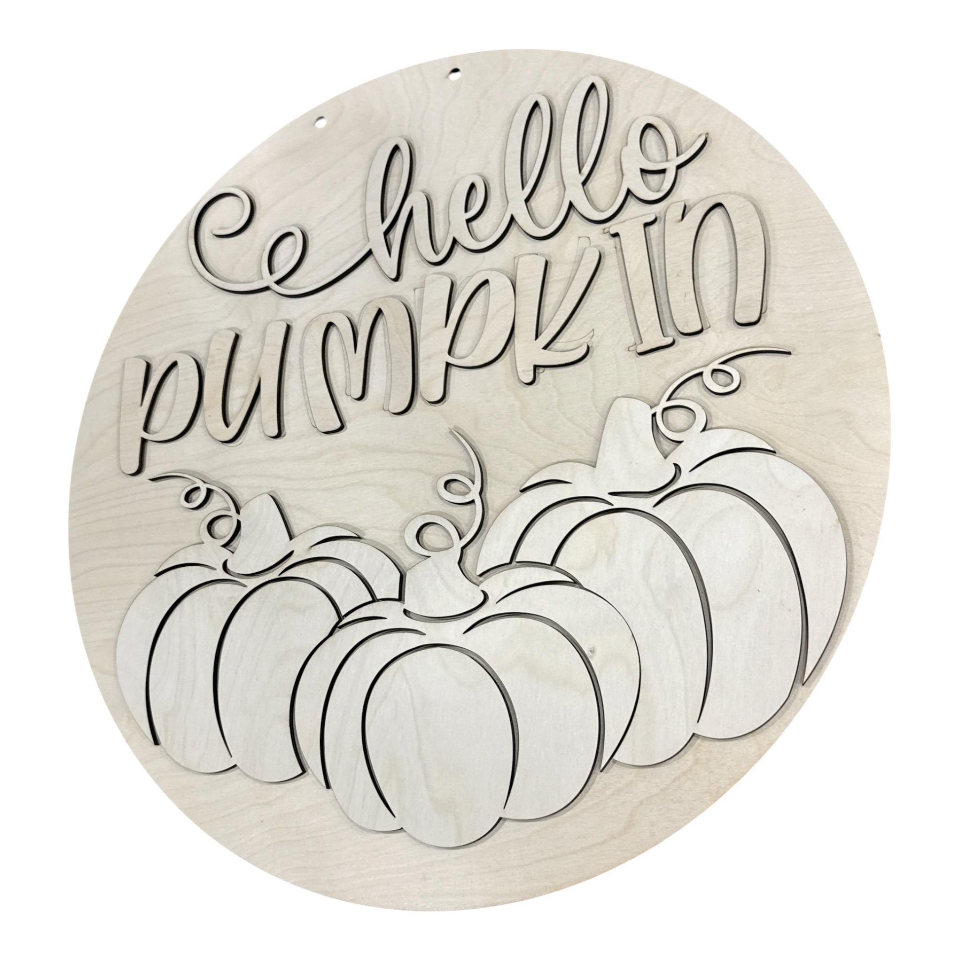 DIY Hello Pumpkin Door Hanger, 3d Door Hanger, Unfinished Door Hanger