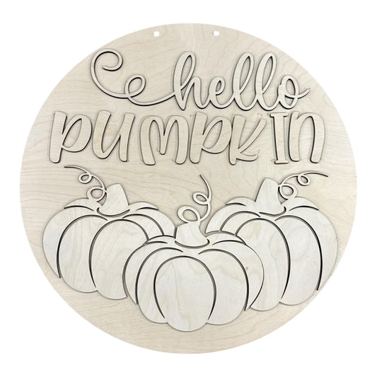 DIY Hello Pumpkin Door Hanger, 3d Door Hanger, Unfinished Door Hanger