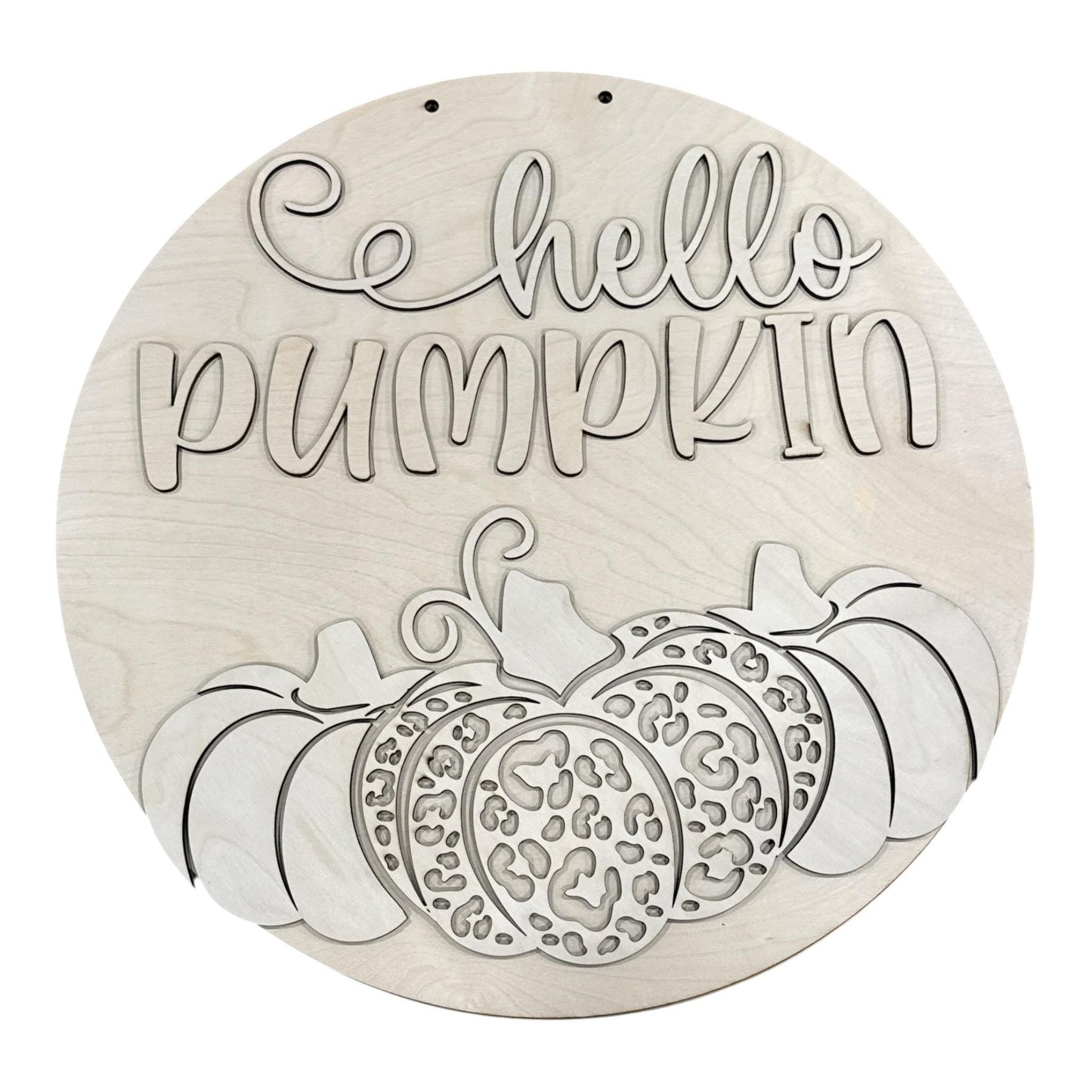 DIY Hello Pumpkin leopard Door Hanger, 3d Door Hanger, Unfinished Door Hanger