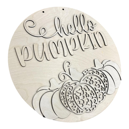 DIY Hello Pumpkin leopard Door Hanger, 3d Door Hanger, Unfinished Door Hanger