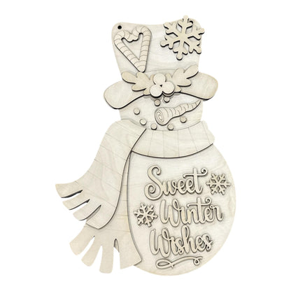 DIY Sweet Winter wishes Door Hanger, Winter Snowman, Snowman Door Hanger, Snowflakes