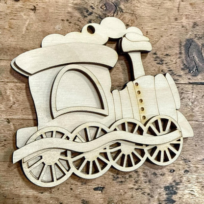 DIY Choo Choo Train Ornaments, Unfinished Ornaments, Train Unfinished Wooden Ornaments
