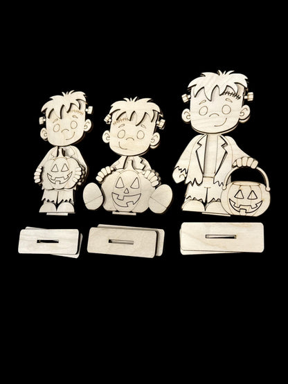 DIY Cute Frankenstein, Halloween Unfinished Shelf Sitter