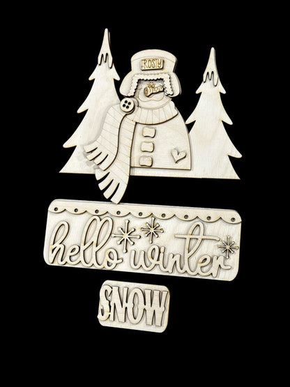 DIY Hello Winter Add on, Truck Insert , Winter Snowman