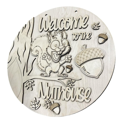 DIY Welcome to the Nuthouse Door Hanger, 3d Door Hanger, Unfinished Door Hanger