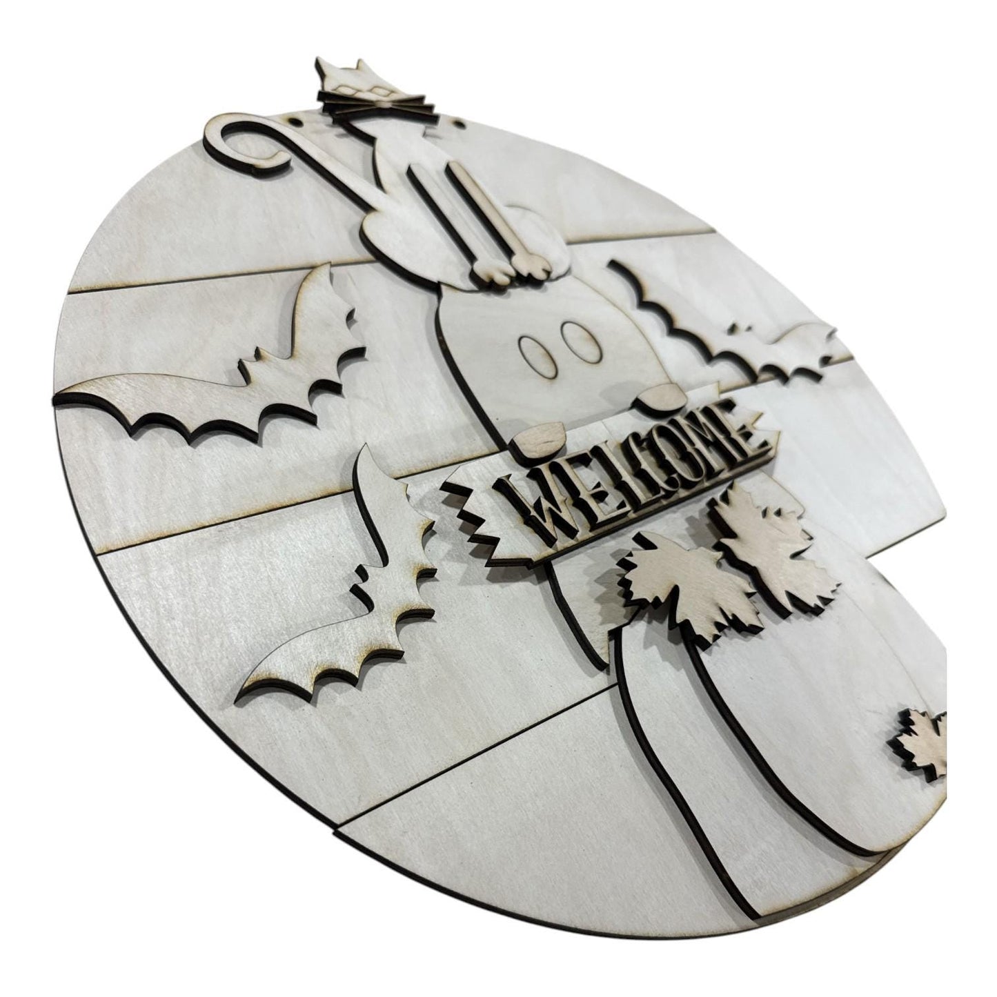 DIY Welcome Spooky Cat Shiplap Door Hanger, 3d Door Hanger, Unfinished Door Hanger