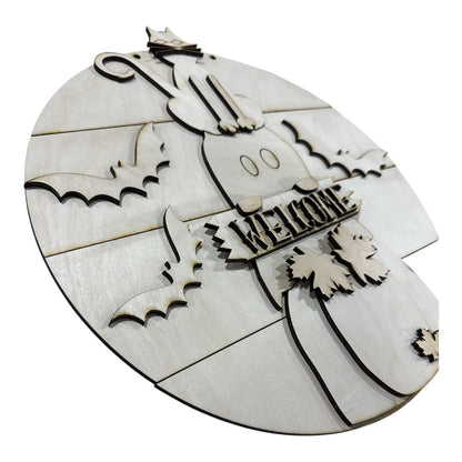 DIY Welcome Spooky Cat Shiplap Door Hanger, 3d Door Hanger, Unfinished Door Hanger