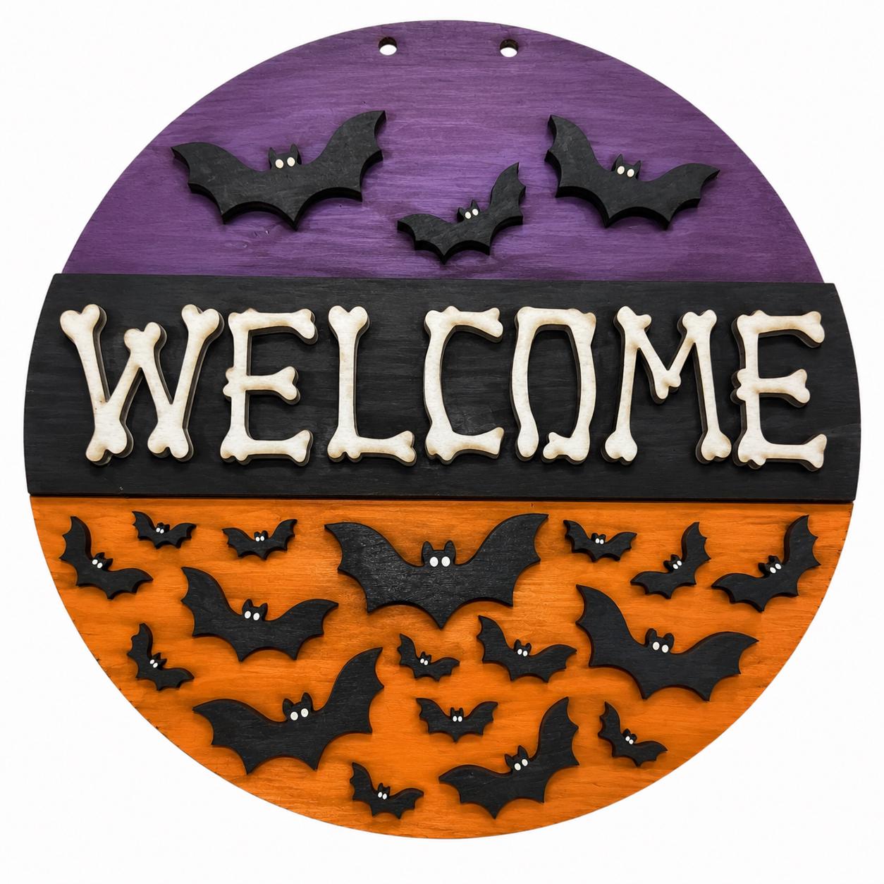DIY Welcome Bats Door Hanger, 3d Door Hanger, Unfinished Door Hanger