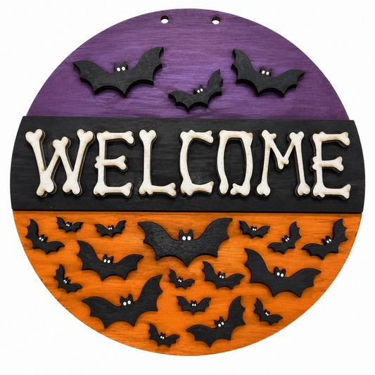 DIY Welcome Bats Door Hanger, 3d Door Hanger, Unfinished Door Hanger
