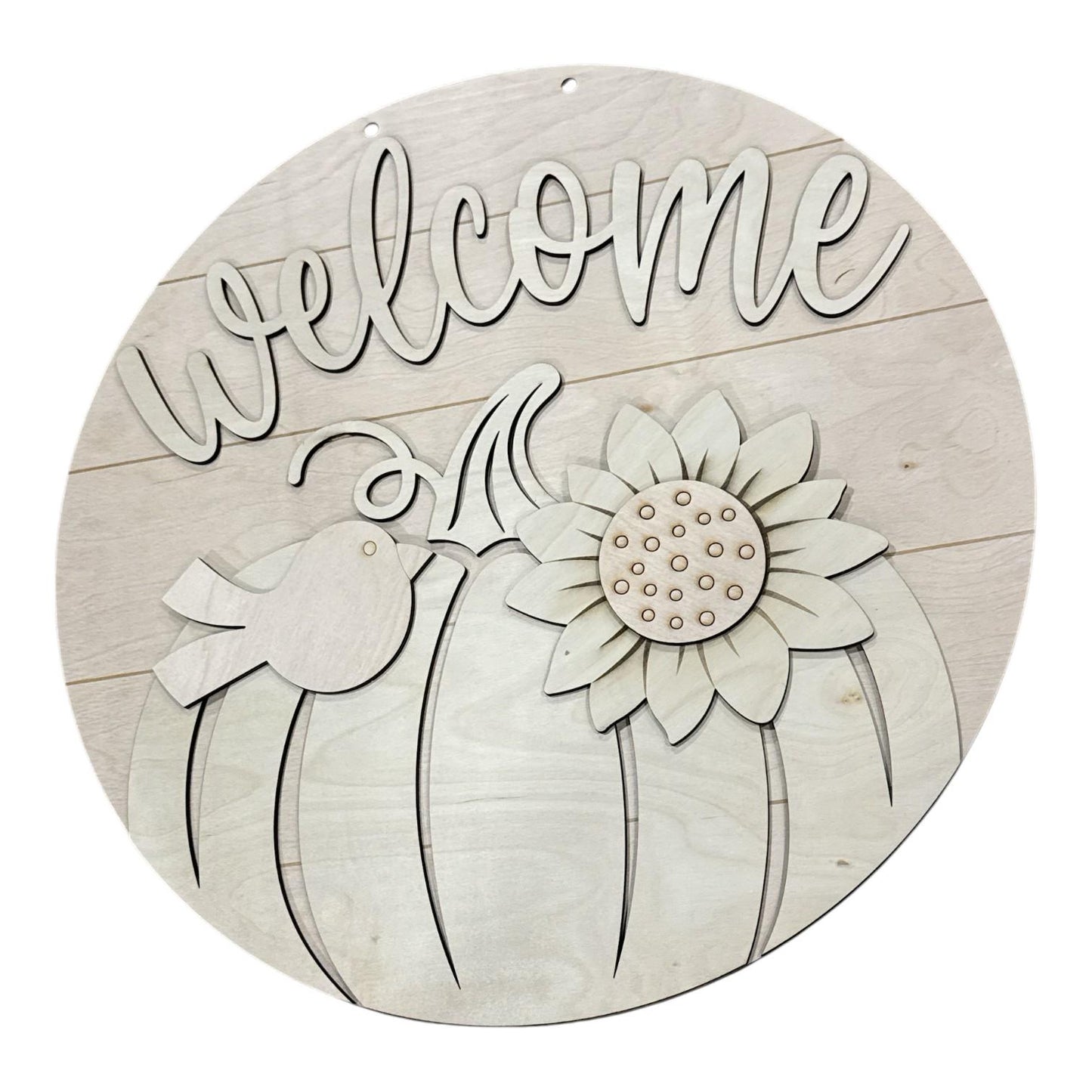 DIY Welcome Pumpkin with Sunflower Door Hanger, 3d Door Hanger, Unfinished Door Hanger