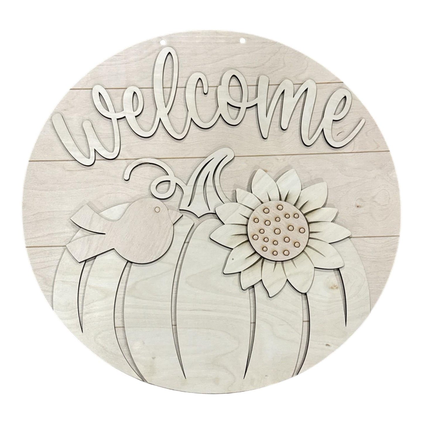 DIY Welcome Pumpkin with Sunflower Door Hanger, 3d Door Hanger, Unfinished Door Hanger