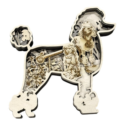DIY 3D Poodle Dog Multi Layered, Unfinished 3D Shelf Sitter, Wood DIY