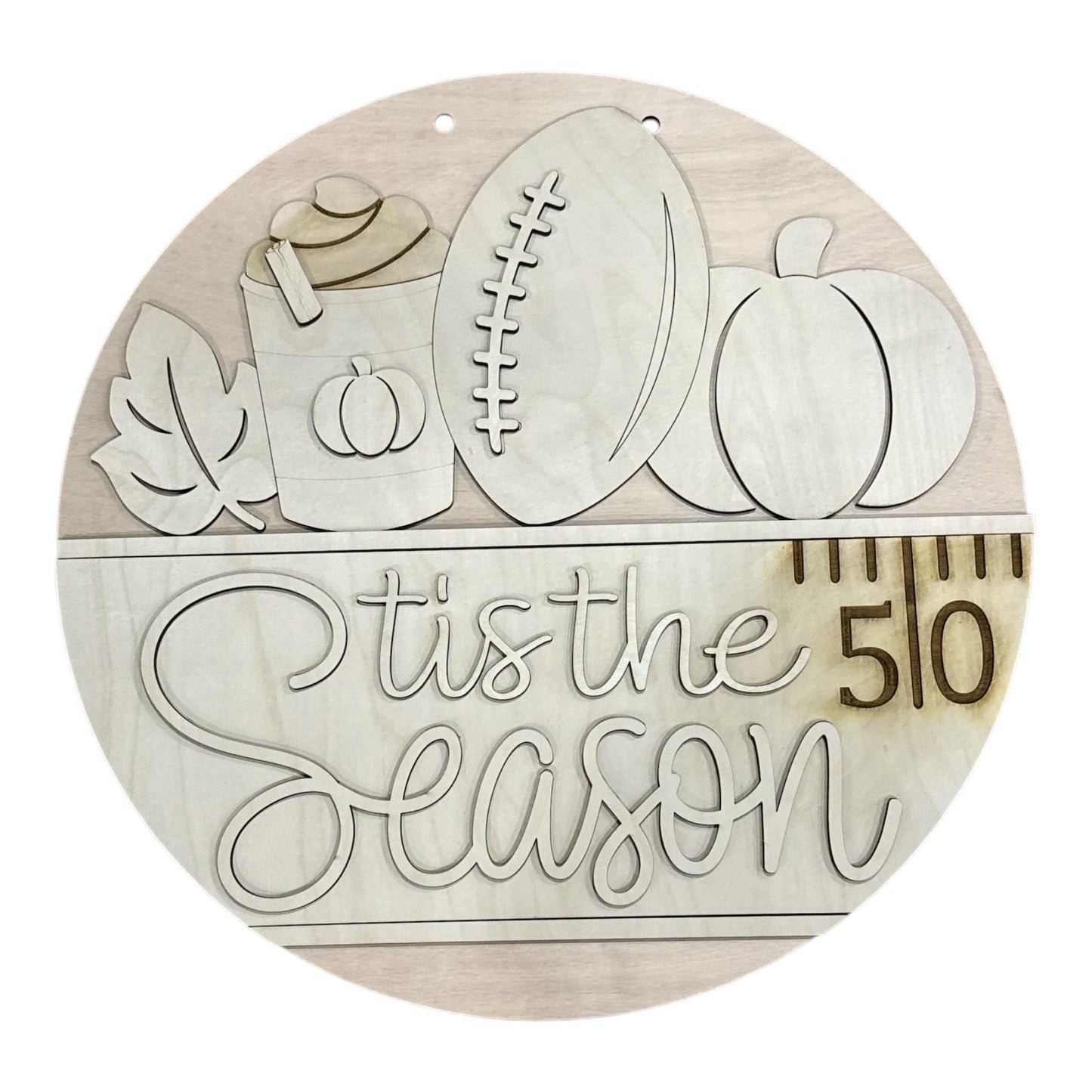DIY Tis the Season Fall Coffee and Football Door Hanger, 3d Door Hanger, Unfinished Door Hanger