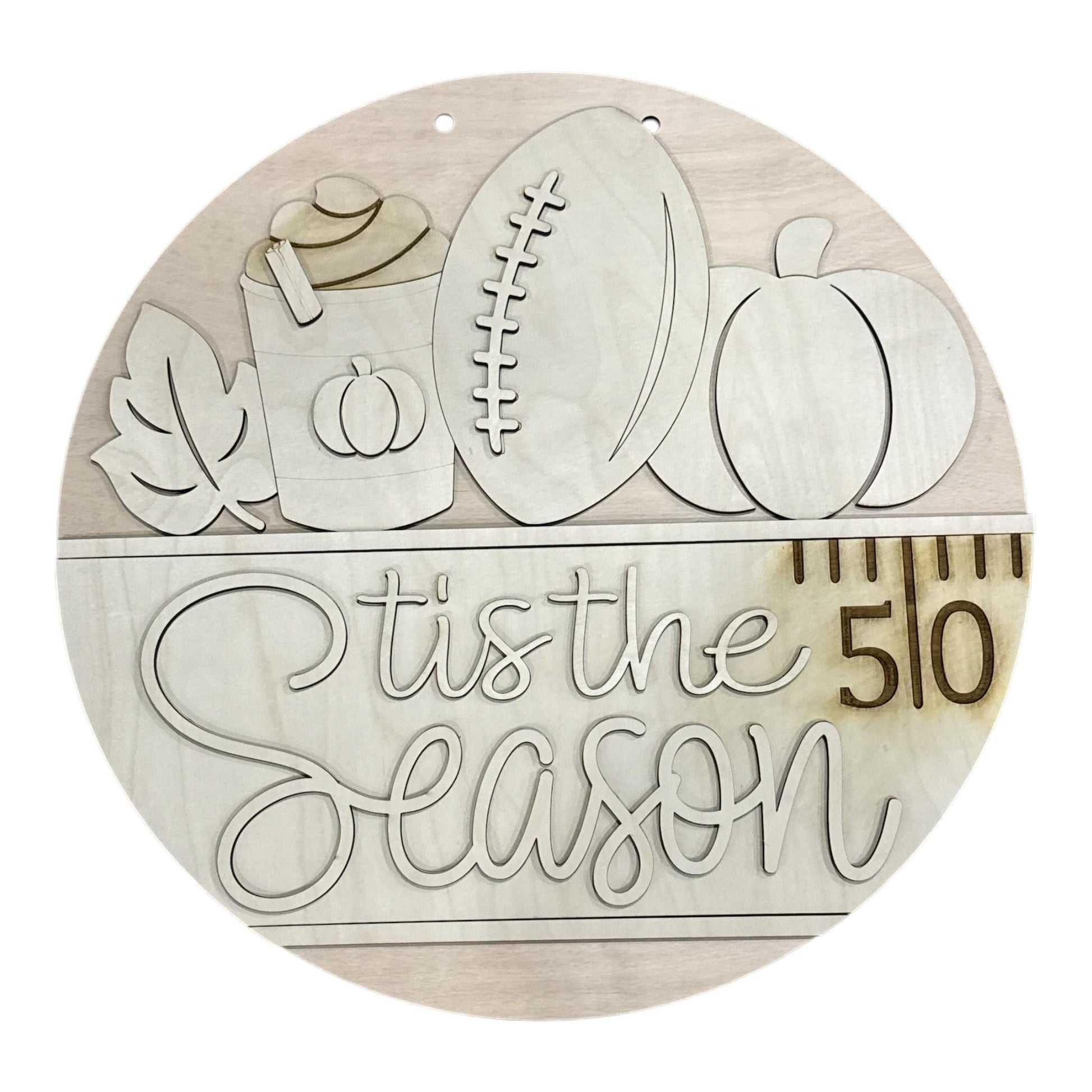 DIY Tis the Season Fall Coffee and Football Door Hanger, 3d Door Hanger, Unfinished Door Hanger