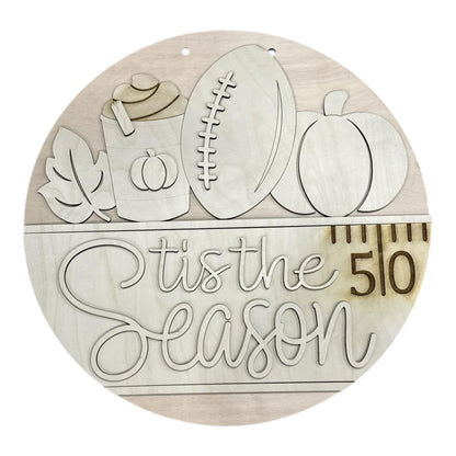 DIY Tis the Season Fall Coffee and Football Door Hanger, 3d Door Hanger, Unfinished Door Hanger
