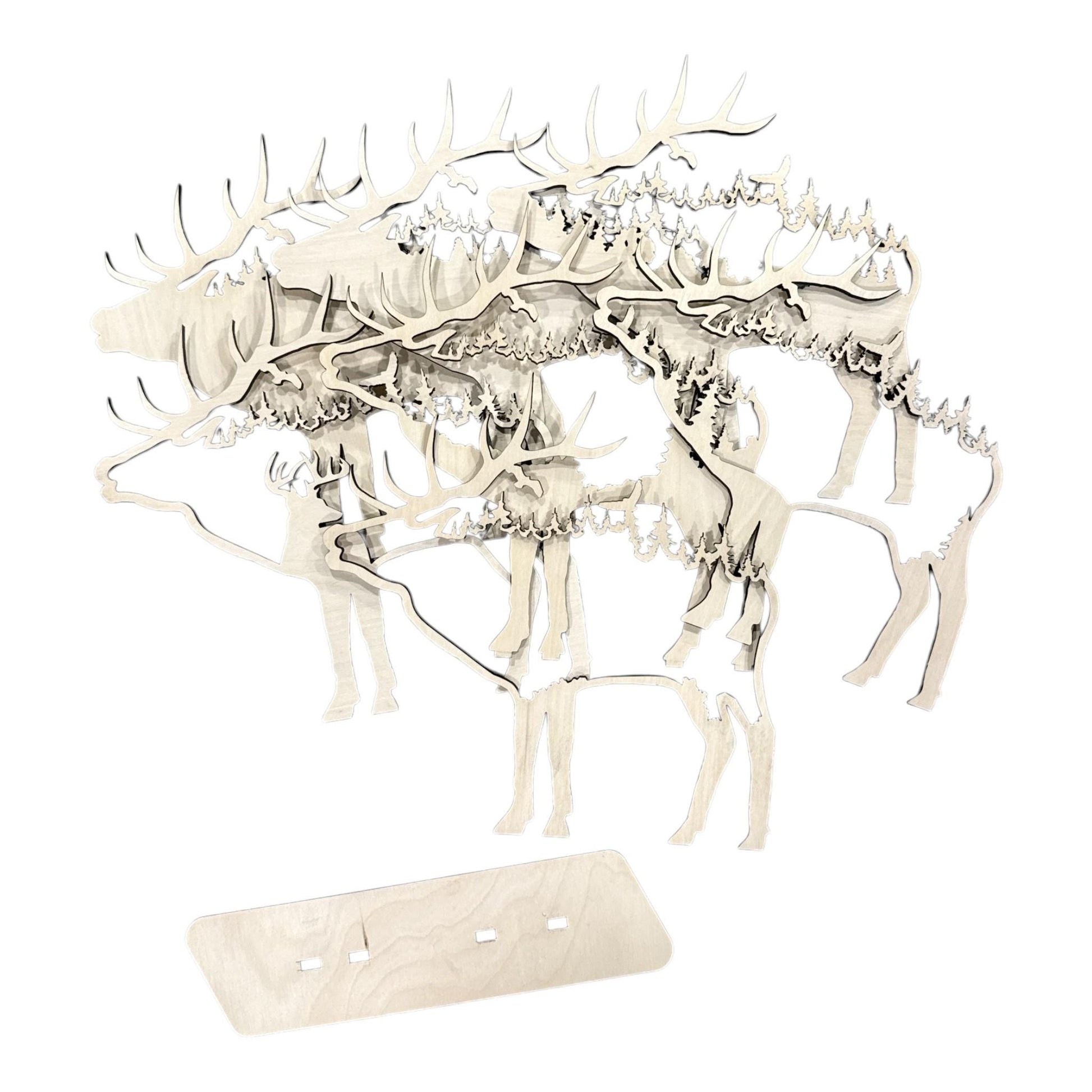 DIY 3D Elk Multi Layered, Unfinished 3D Shelf Sitter, Wood DIY