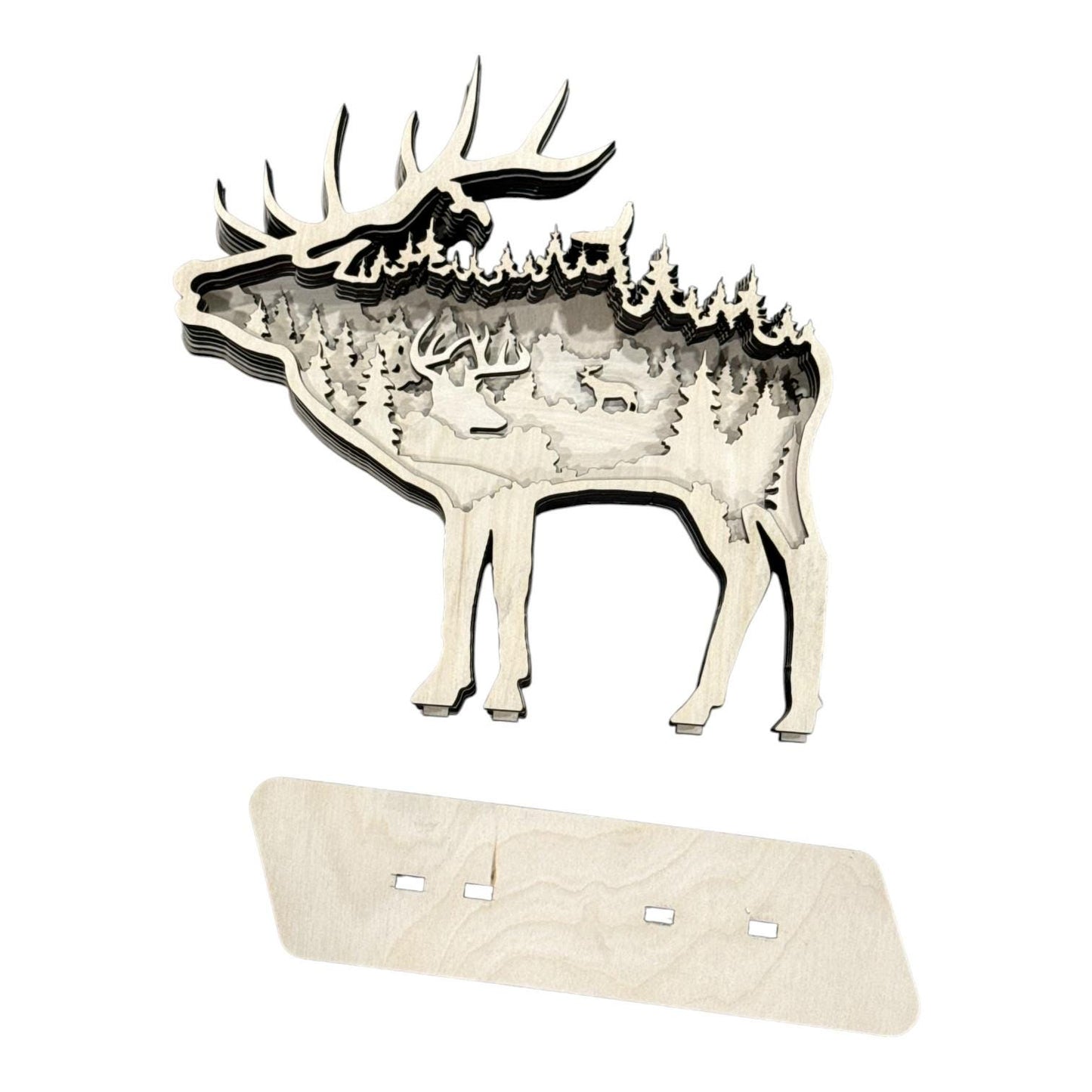 DIY 3D Elk Multi Layered, Unfinished 3D Shelf Sitter, Wood DIY