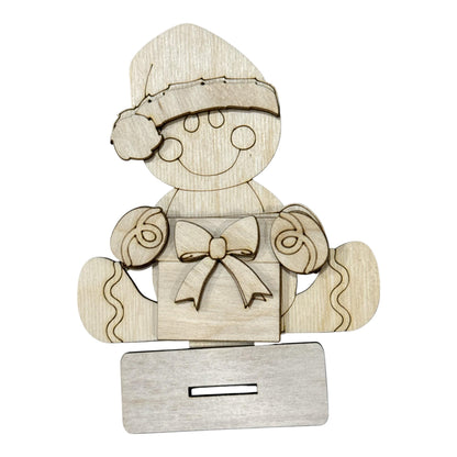 DIY Cute Gingerbread Shelf Sitter, Winter Bear, Gingerbread, Tiered Tray, Kids Craft, Holiday Crafts