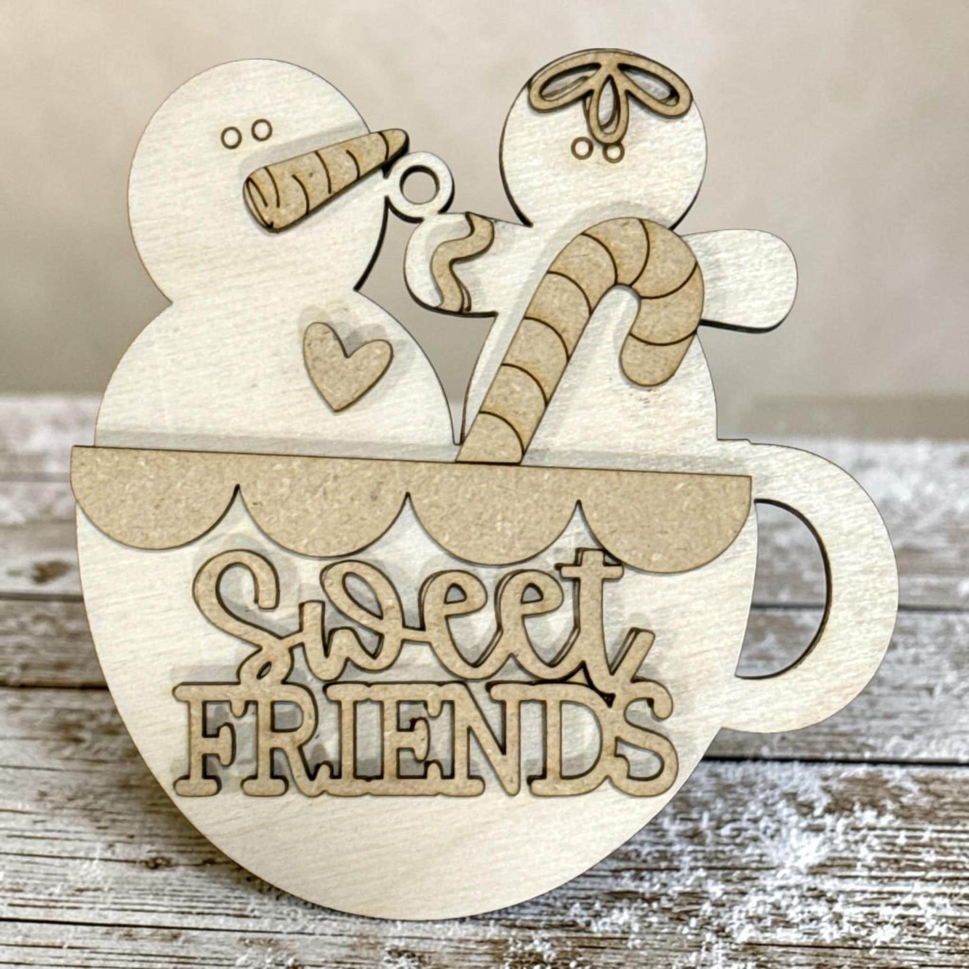 DIY Sweet Friends, Gingerbread and Snowman Unfinished Ornaments