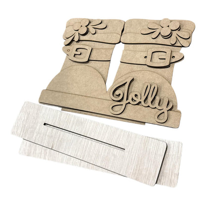 DIY St Nick Santa Boots Shelf Sitter, Holiday Unfinished Christmas, Santa Boots