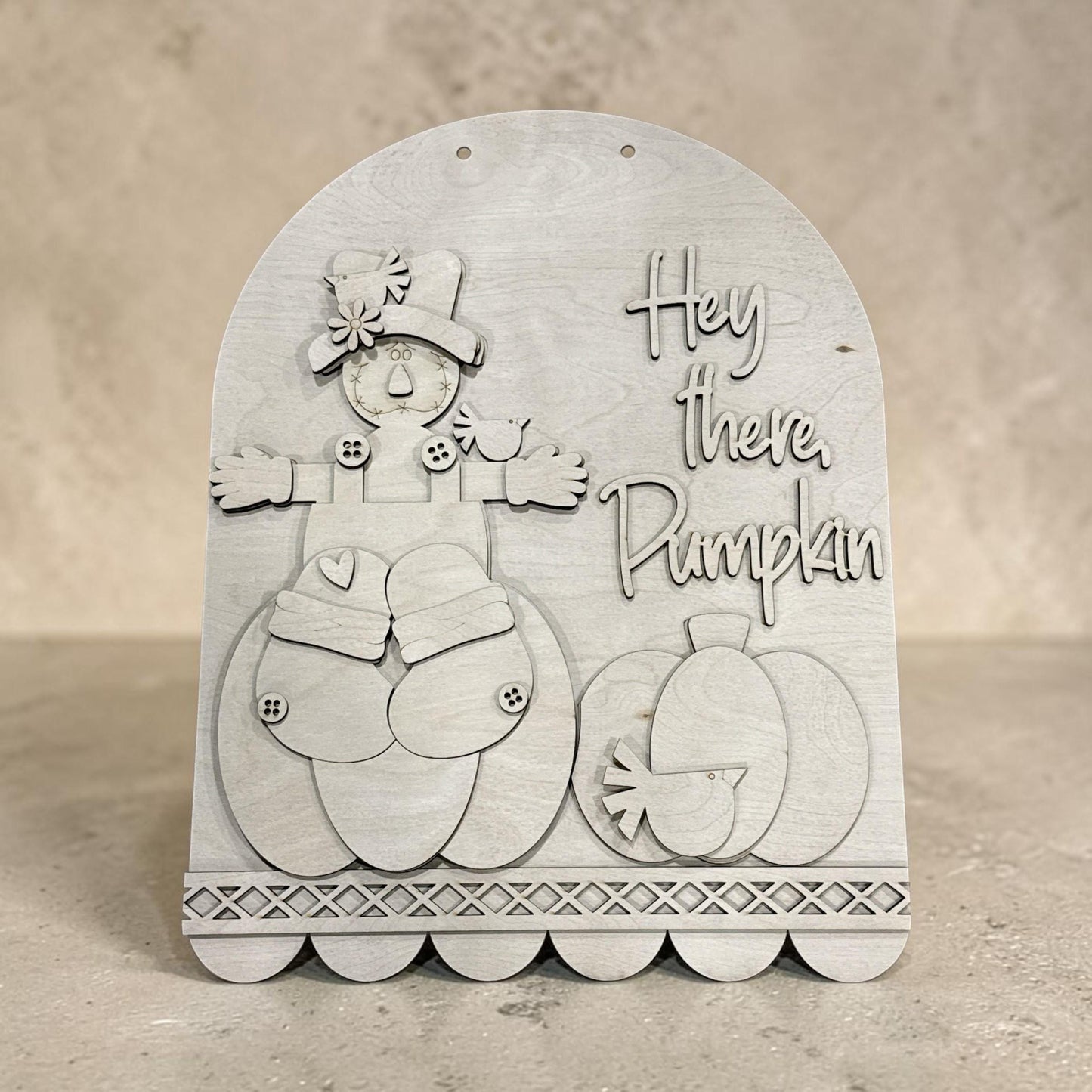 DIY Hey there Pumpkin Scarecrow Door Hanger, 3d Door Hanger, Unfinished Door Hanger, Fall