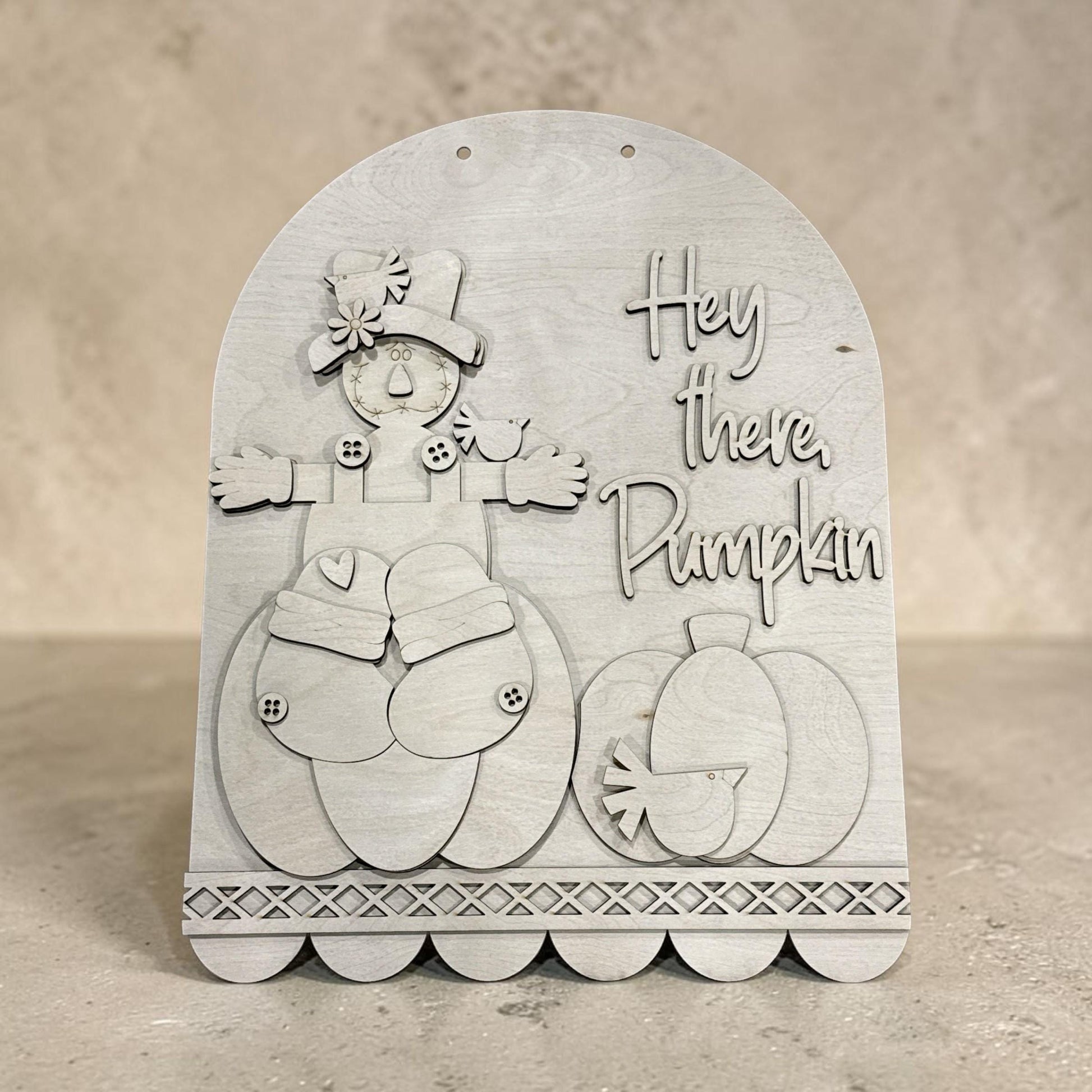 DIY Hey there Pumpkin Scarecrow Door Hanger, 3d Door Hanger, Unfinished Door Hanger, Fall
