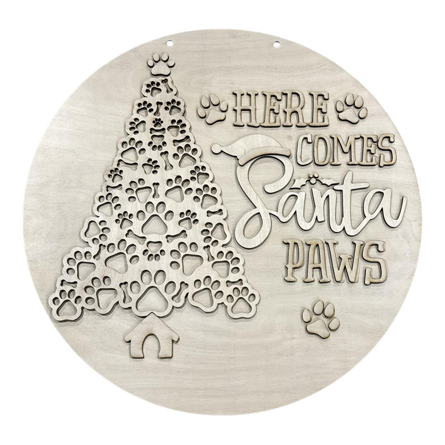 DIY Here Comes Santa Paws Unfinished Wood Door Hanger: Paint Craft Project