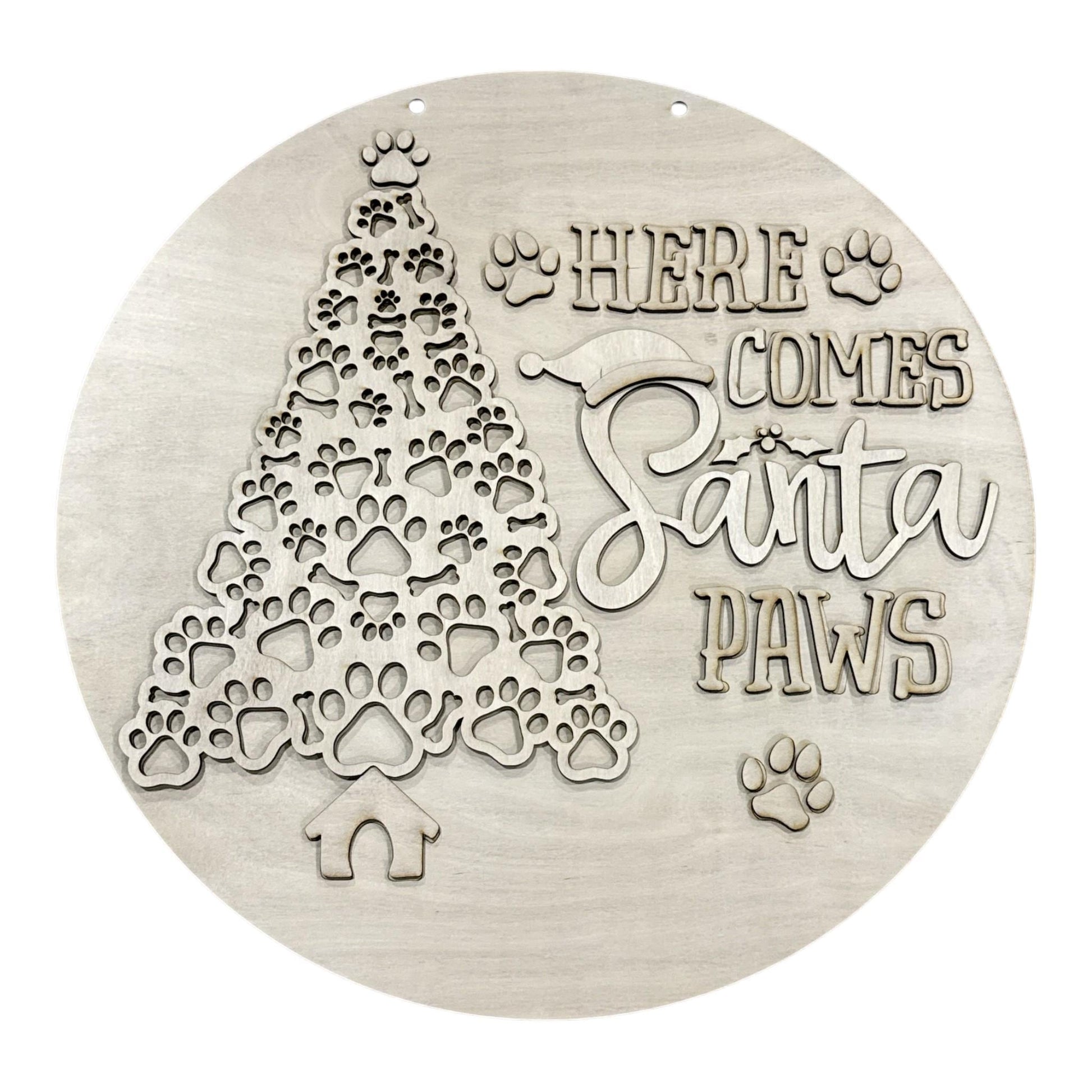 DIY Here Comes Santa Paws Unfinished Wood Door Hanger: Paint Craft Project