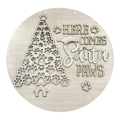 DIY Here Comes Santa Paws Unfinished Wood Door Hanger: Paint Craft Project