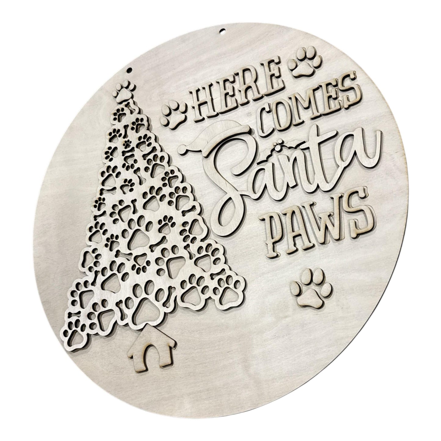 DIY Here Comes Santa Paws Unfinished Wood Door Hanger: Paint Craft Project