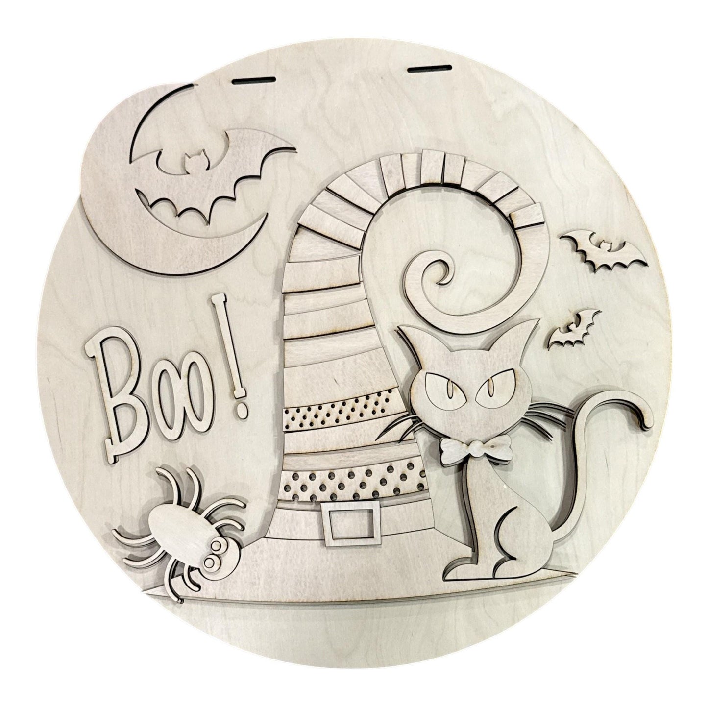 DIY Boo Cat Halloween Unfinished Wood Door Hanger: Paint Craft Project