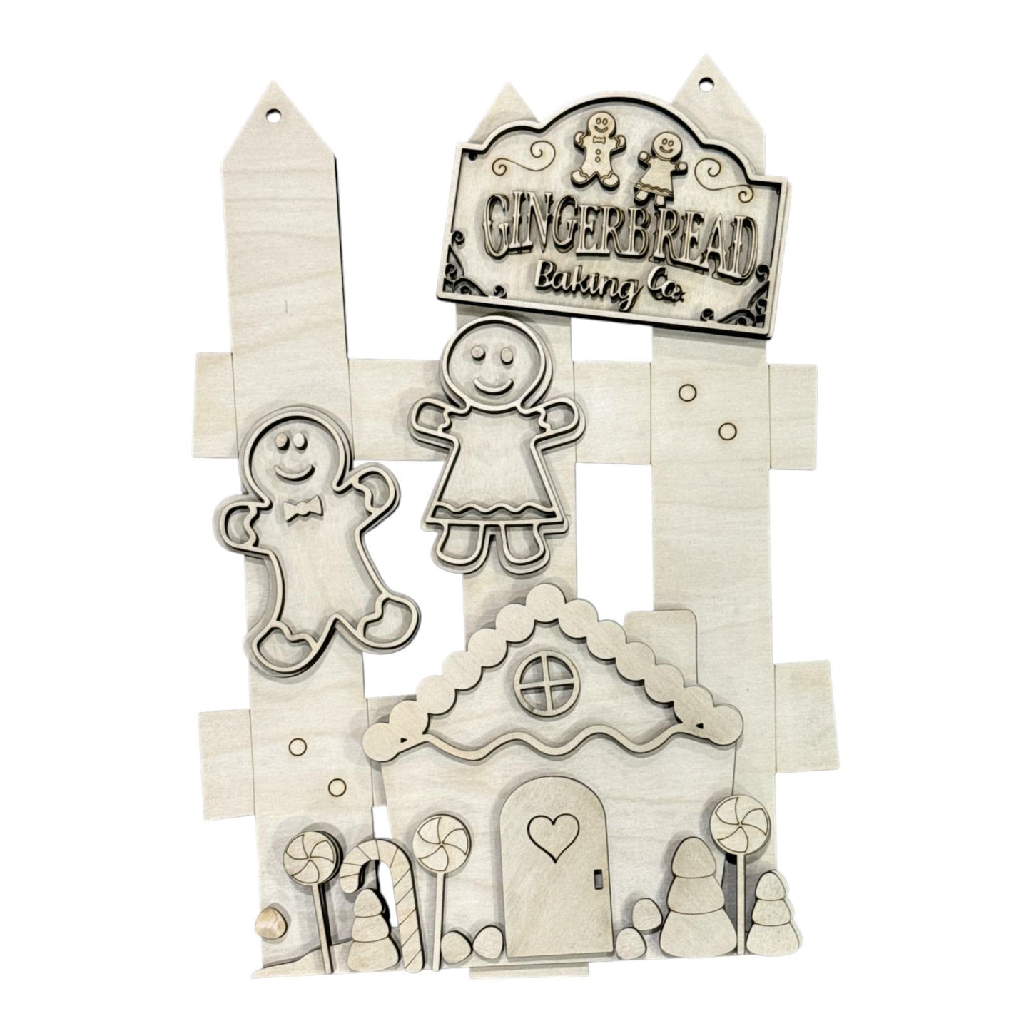 DIY Gingerbread Baking Picket Unfinished Wood Door Hanger: Paint Craft Project