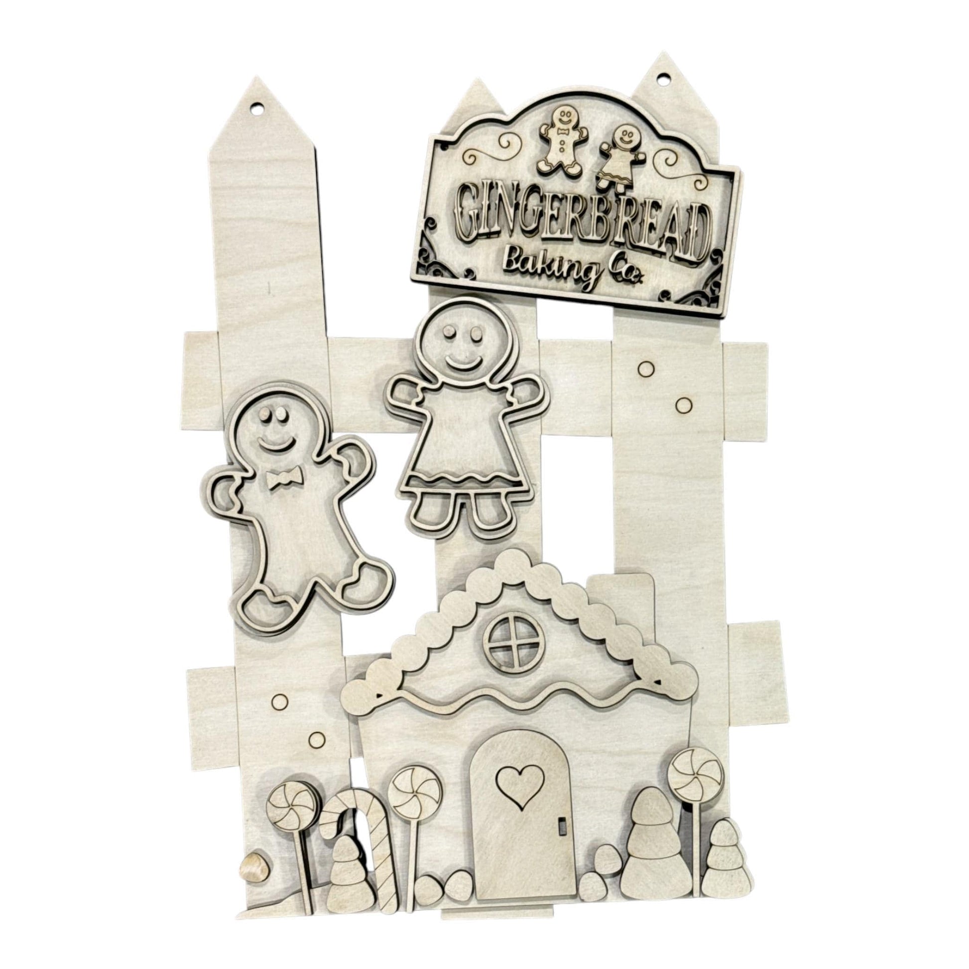 DIY Gingerbread Baking Picket Unfinished Wood Door Hanger: Paint Craft Project