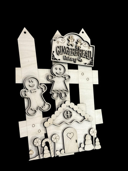 DIY Gingerbread Baking Picket Unfinished Wood Door Hanger: Paint Craft Project