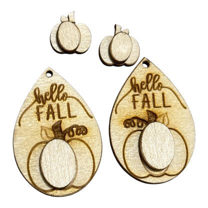 DIY Hello Fall pumpkins Earrings: Unfinished Birch Blanks, stud