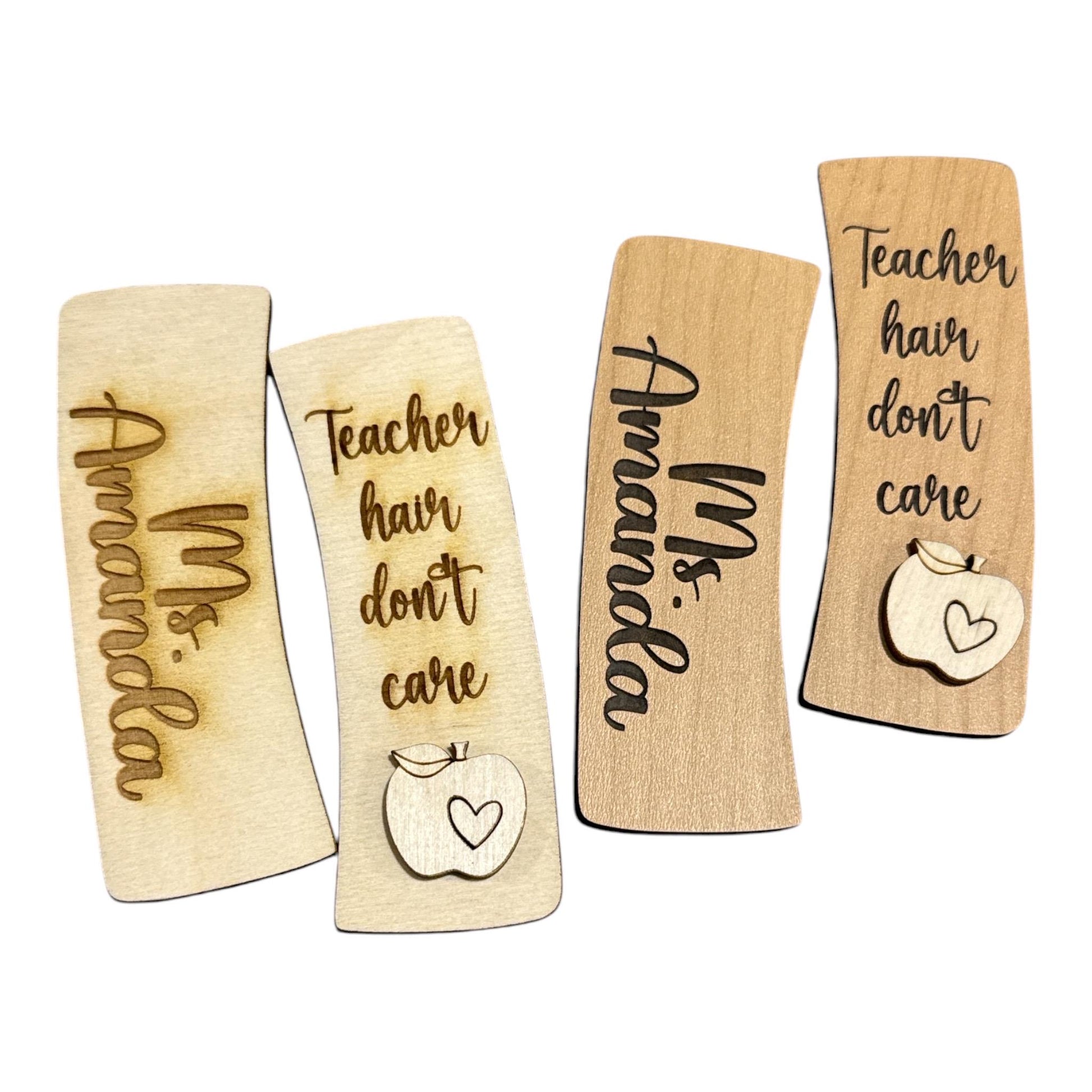 DIY Teacher hair don’t care Wood Hair Clip Pieces: Unfinished Laser Cut Blanks, personalized