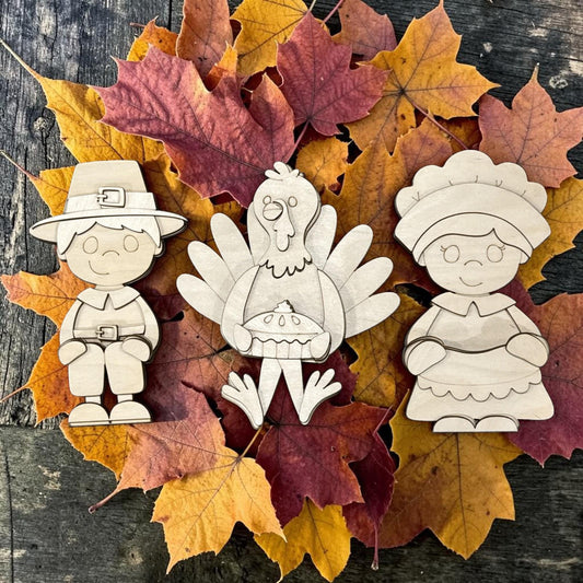 DIY Pilgrim Turkey Shelf Sitter, Interchangeable Unfinished Fall