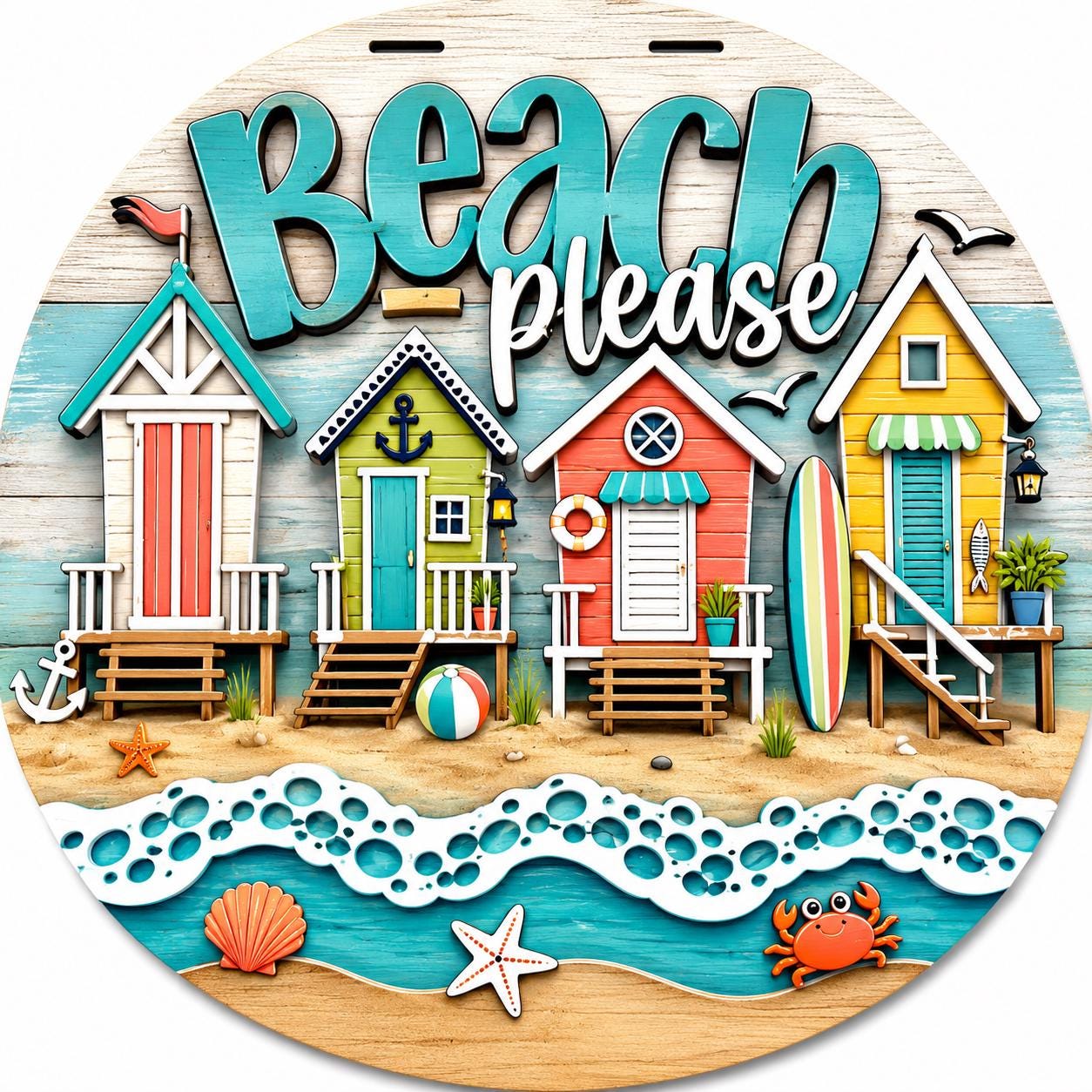 DIY Beach Please Door Hanger Unfinished Wood Door Hanger: Paint Craft Project