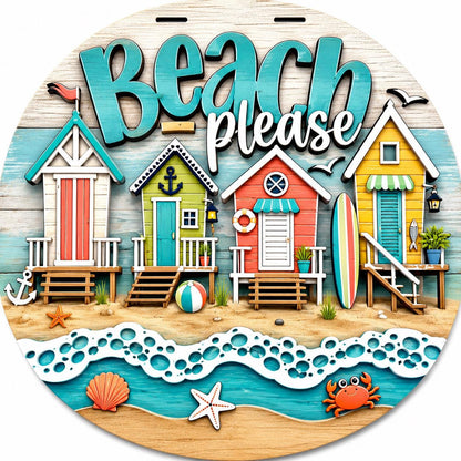DIY Beach Please Door Hanger Unfinished Wood Door Hanger: Paint Craft Project