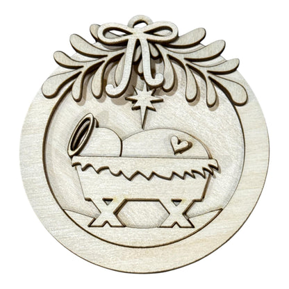 DIY Primitive Nativity Christmas Ornaments, Unfinished