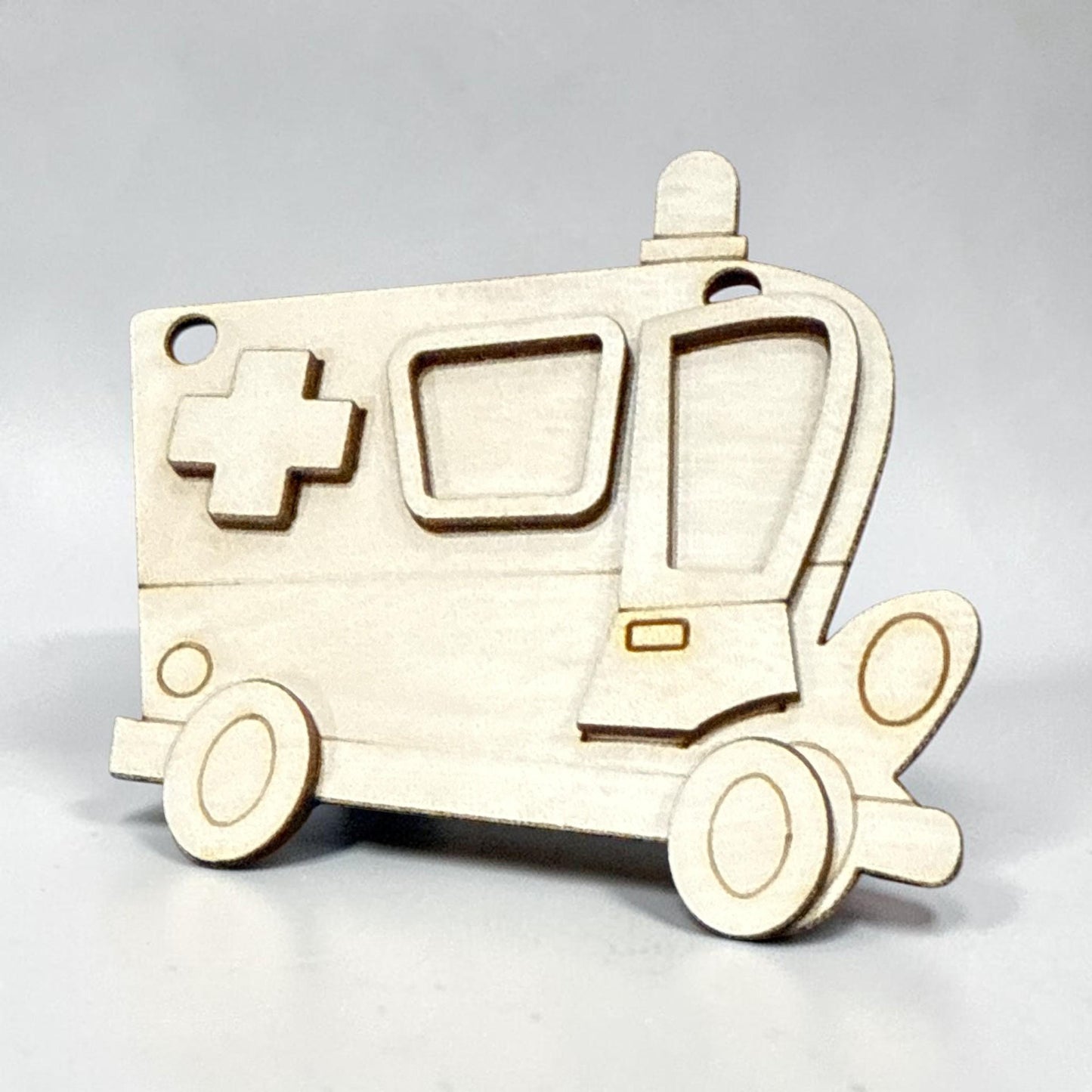 DIY EMT Ornaments, Unfinished Ornaments, Ambulance Unfinished Wooden Ornaments