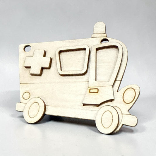 DIY EMT Ornaments, Unfinished Ornaments, Ambulance Unfinished Wooden Ornaments