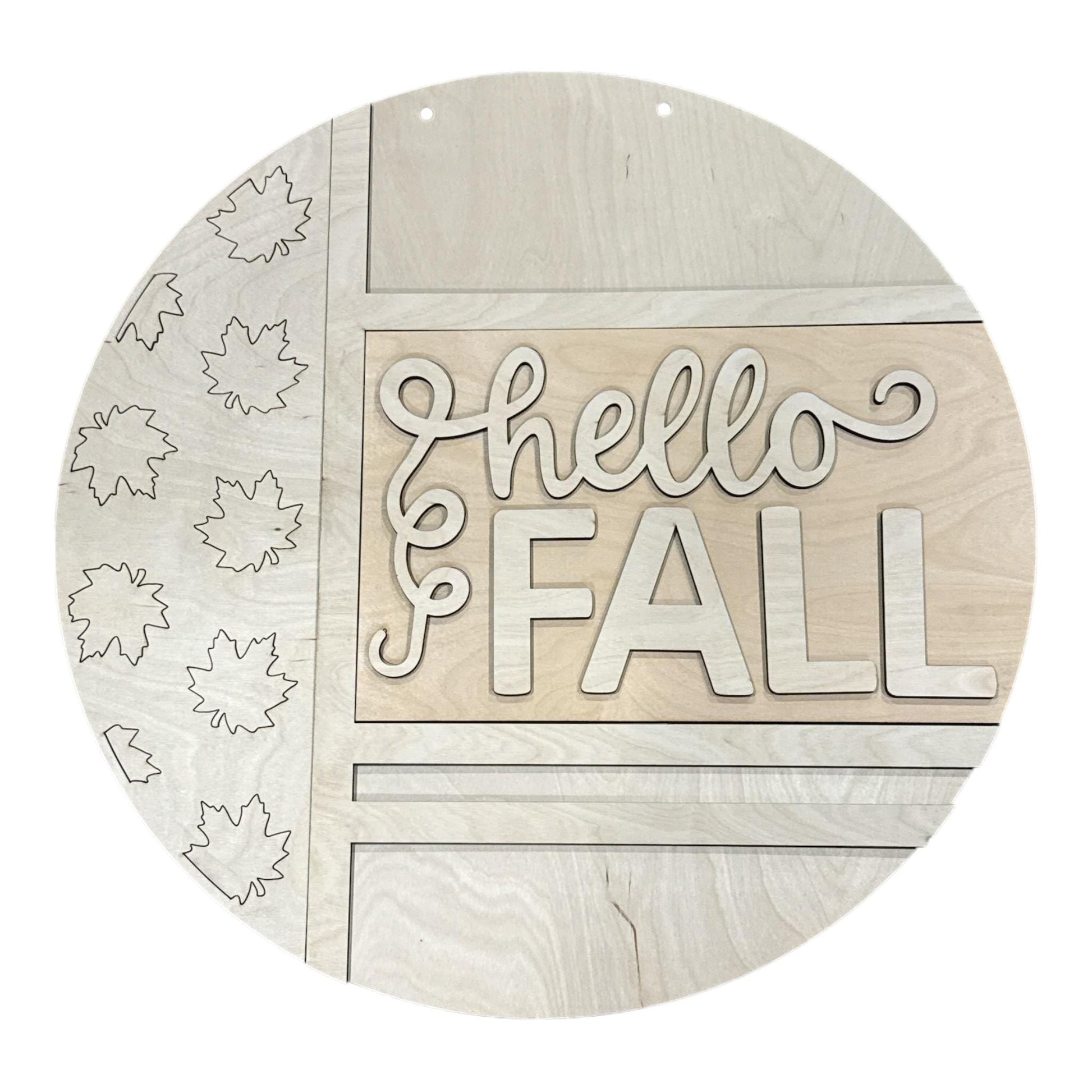 DIY Hello Fall with Leaves Door Hanger, 3d Door Hanger, Unfinished Door Hanger, Fall