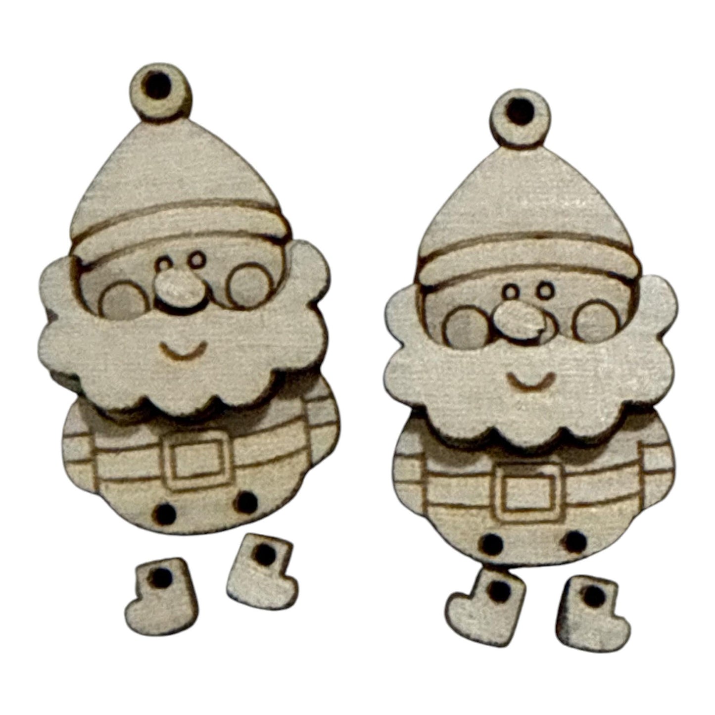 Dangle Santa DIY Earrings: Unfinished Wood, Craft Night Jewelry