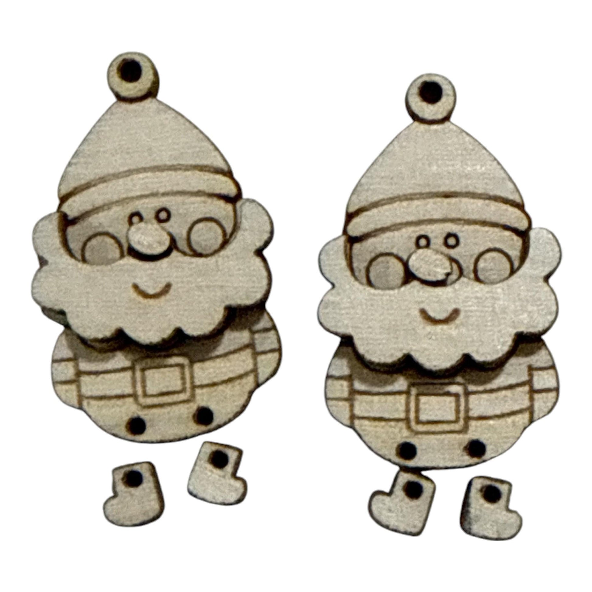 Dangle Santa DIY Earrings: Unfinished Wood, Craft Night Jewelry