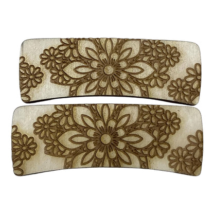 DIY Floral Mandala Hair Clip: Unfinished Wood Laser Cut Blank